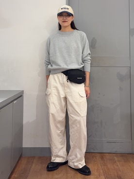 「BACK NUMBER（バックナンバー）の【THE WORLD CARGO】M－47 カーゴパンツ／フランス軍モデル（その他パンツ、ホワイト系）」を使った、inoueさん（レディース・170cm）の秋コーディネート