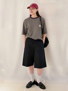 「Right-on（ライトオン）のDickies(ディッキーズ)【メンズ】ＴＣ・デニムショーツ（その他パンツ、ブラック系）」を使った、inoueさん（レディース）の夏コーディネート