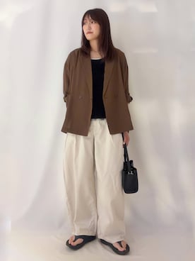 「Right-on（ライトオン）のHONEYSUCKLE ROSE(ハニーサックルローズ)２ＷＡＹフリンジベスト（ベスト、ブラック系）」を使った、inoueさん（レディース）の夏コーディネート