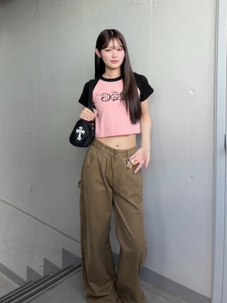 「mindseeker girls(マインドシーカーガールズ)のCarabiner Straight Cotton Pants / カラビナ付きストレートコットンパンツ(カーゴパンツ)」を使った、ちゃっぴーさん(レディース・166cm)の秋コーディネート