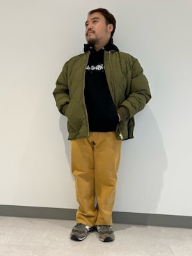 「アイテム（その他パンツ、イエロー系）」を使った、Eddie Bauerららぽーと安城店さん（メンズ・162cm）の秋コーディネート