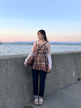 「アイテム（チュニック）」を使った、arinnko914さん（レディース・160cm）の夏コーディネート