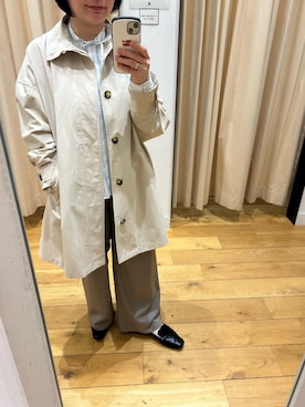 「URBAN RESEARCH DOORS（アーバンリサーチドアーズ）の『仁村紗和さん着用』『UR TECH』完声タックギャザーワイドパンツ（その他パンツ、グレー系）」を使った、ふくおかさんさん（レディース・155cm）の春コーディネート