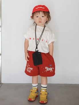 「p.premier（ピードットプルミエ）のアイテム」を使った、Senapiさん（キッズ・90cm）の春コーディネート