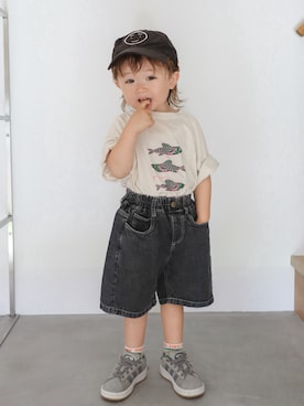 「p.premier（ピードットプルミエ）のアイテム」を使った、Senapiさん（キッズ・90cm）の春コーディネート