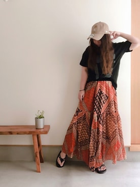 「sara mallika（サラ マリカ）のアイテム（スカート）」を使った、yayacoさん（レディース・156cm）の夏コーディネート