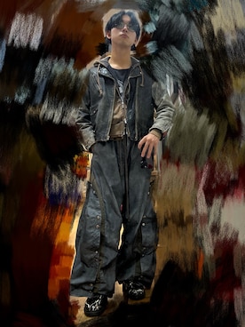 「アイテム（ライダースジャケット）」を使った、rrrRingoさん（メンズ・170cm）の秋コーディネート