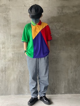 「古着好きな人と繋がりたい」｜「アイテム（キャスケット）」を使った、ムクさん（レディース・158cm）の秋コーディネート