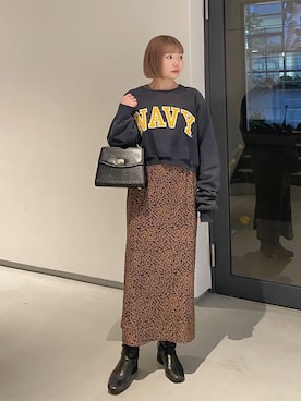 「152cm」｜「アイテム（スウェット）」を使った、udon(23)さん（レディース・152cm）の秋コーディネート