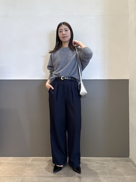 「アイテム（スラックス）」を使った、fukaseさん（レディース・162cm・30代）の冬コーディネート