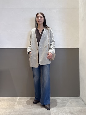 「アイテム（ノーカラーコート）」を使った、fukaseさん（レディース・162cm・30代）の秋コーディネート