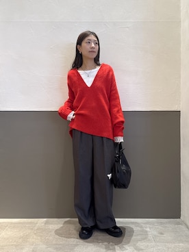 「アイテム（スラックス）」を使った、fukaseさん（レディース・162cm・30代）の秋コーディネート