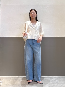 「COLLAGE GALLARDAGALANTE（コラージュガリャルダガランテ）のQ.anos/ブルージュデニム/WEB限定（デニムパンツ）」を使った、fukaseさん（レディース・162cm・30代）の夏コーディネート