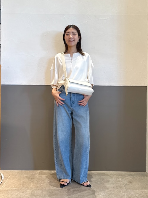 【未使用品】Q.anos/キュアノス　ダブルウエストドロストデニム　サイズ1 シーズンレスアイテム】ダブルウエストドロストデニム | COLLAGE