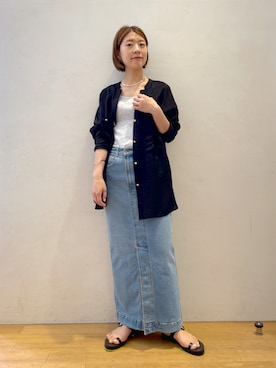 「COLLAGE GALLARDAGALANTE（コラージュガリャルダガランテ）のQ.anos/キュアノス/フロントスリットデニムタイトスカート（デニムスカート）」を使った、fukaseさん（レディース・162cm）の夏コーディネート