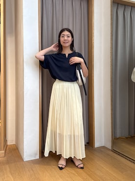 「アイテム（パンツ、イエロー系）」を使った、fukaseさん（レディース・162cm）の夏コーディネート