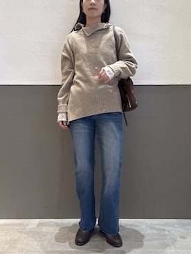 「アイテム（トップス、ベージュ系）」を使った、fukaseさん（レディース・162cm）の秋コーディネート