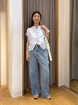 「COLLAGE GALLARDAGALANTE（コラージュガリャルダガランテ）のQ.anos/ブルージュデニム/WEB限定（デニムパンツ）」を使った、fukaseさん（レディース・162cm・30代）の夏コーディネート