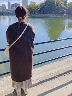 「Samansa Mos2（サマンサ モスモス）のアイテム（ノーカラーコート）」を使った、haさん（レディース・153cm）の冬コーディネート
