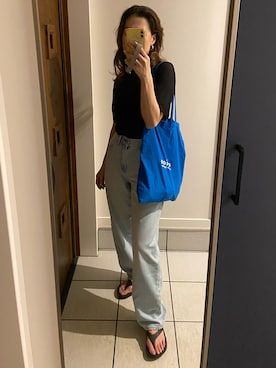 「UNIQLO（ユニクロ）のアイテム（デニムパンツ）」を使った、𝑒𝑟𝑖𝑐𝑎さん（レディース・157cm）の夏コーディネート