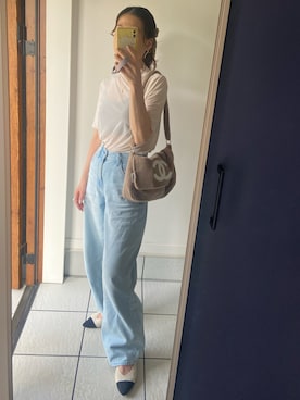 「UNIQLO（ユニクロ）のアイテム（デニムパンツ）」を使った、𝑒𝑟𝑖𝑐𝑎さん（レディース・157cm）の夏コーディネート