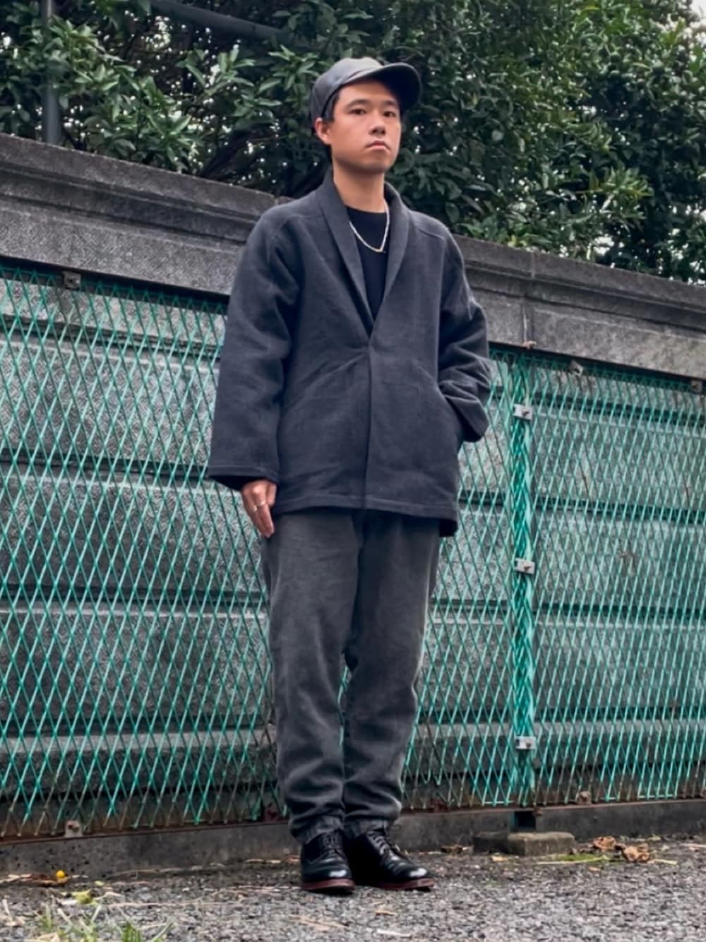 「ニット、和、和テイスト、半纏、秋冬コーデ」｜「MITTANのアイテム（ジャケット/アウター、グレー系）」を使った、ddddd05さん（メンズ・169cm）の秋コーディネートの1枚目の写真