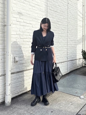 「アイテム（ベルト）」を使った、momoさん（レディース・168cm）の秋コーディネート