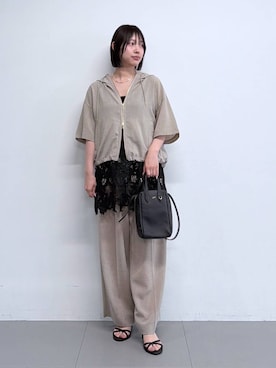 「Beau're（ヴュレ）のBARNYARDSTORM / Beau're(ヴュレ)別注 / レザーショルダーBAG（ショルダーバッグ、ブラック系）」を使った、byrrinnaさん（レディース）の夏コーディネート