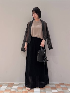 「Beau're（ヴュレ）のBARNYARDSTORM / Beau're(ヴュレ)別注 / レザーショルダーBAG（ショルダーバッグ、ブラック系）」を使った、byrrinnaさん（レディース）の春コーディネート