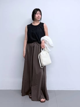 「Beau're（ヴュレ）のBARNYARDSTORM / Beau're(ヴュレ)別注 / レザーショルダーBAG（ショルダーバッグ、ホワイト系）」を使った、byrrinnaさん（レディース）の夏コーディネート