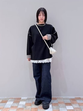 「BARNYARDSTORM（バンヤードストーム）のBARNYARDSTORM / 裾フリルブラウス / ハンドウォッシャブル 【YouTube「i.style closet」紹介アイテム】（シャツ/ブラウス）」を使った、byrrinnaさん（レディース・155cm）の冬コーディネート