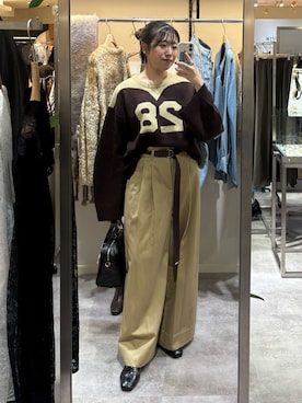 「アイテム（チノパンツ）」を使った、nahoさん（レディース・161cm）の秋コーディネート