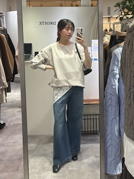 「アイテム（ストール/ショール、ホワイト系）」を使った、nahoさん（レディース・161cm）の冬コーディネート