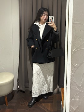 「アイテム（ピーコート）」を使った、nahoさん（レディース・161cm）の冬コーディネート