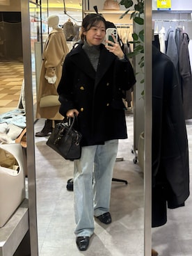 「アイテム（ピーコート）」を使った、nahoさん（レディース・161cm）の秋コーディネート