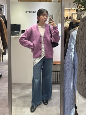 「アイテム（ストール/ショール、ホワイト系）」を使った、nahoさん（レディース・161cm）の冬コーディネート