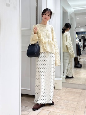 「アイテム（シュシュ、ブラウン系）」を使った、riidayooさん（レディース・160cm）の秋コーディネート