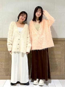 「アイテム（カーディガン/ボレロ、ピンク系）」を使った、riidayooさん（レディース・160cm）の秋コーディネート