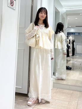 「LOWRYS FARM（ローリーズファーム）のカンドウフィットサテンサンダル　637895（サンダル、ピンク系）」を使った、riidayooさん（レディース）の春コーディネート