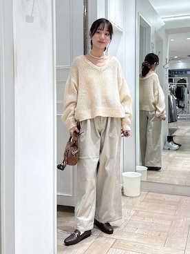 「アイテム（シュシュ、ブラウン系）」を使った、riidayooさん（レディース・160cm）の秋コーディネート