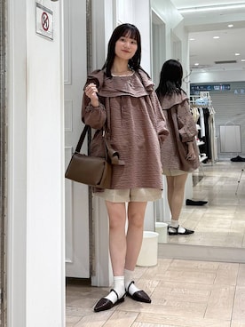 「LOWRYS FARM（ローリーズファーム）のバスケットショートパンツ 637612（その他パンツ、ホワイト系）」を使った、riidayooさん（レディース）の春コーディネート