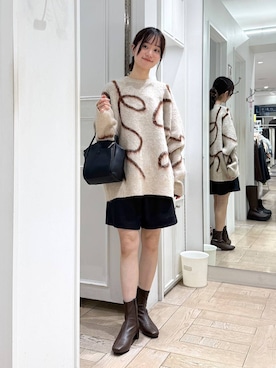 「アイテム（シュシュ、ブラウン系）」を使った、riidayooさん（レディース・160cm）の秋コーディネート