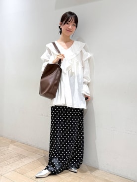「アイテム（シュシュ）」を使った、riidayooさん（レディース・160cm）の秋コーディネート