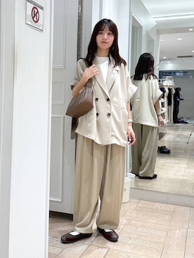 「LOWRYS FARM（ローリーズファーム）のフライスチビＴＥＥ 637055（Tシャツ/カットソー、ホワイト系）」を使った、riidayooさん（レディース）の春コーディネート