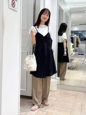 「LOWRYS FARM（ローリーズファーム）のクリンクルワッシャーミニワンピース  1032198（ワンピース、ブラック系）」を使った、riidayooさん（レディース）の夏コーディネート