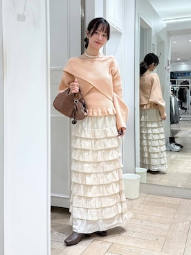 「アイテム（シュシュ、ブラウン系）」を使った、riidayooさん（レディース・160cm）の秋コーディネート