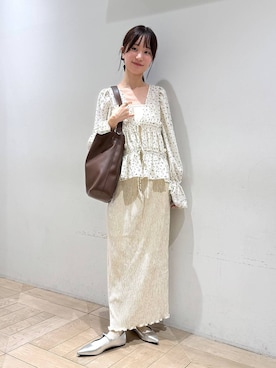 「アイテム（シュシュ）」を使った、riidayooさん（レディース・160cm）の秋コーディネート