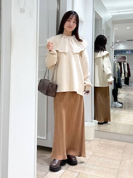 「LOWRYS FARM（ローリーズファーム）のＢＩＧカラーニットＬＳ　600397（ニット/セーター）」を使った、riidayooさん（レディース・160cm）の秋コーディネート