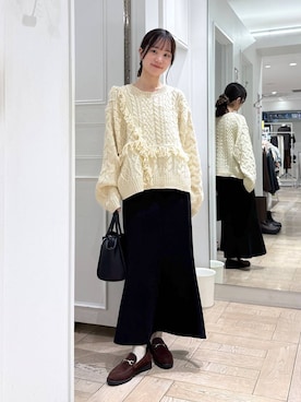 「アイテム（シュシュ）」を使った、riidayooさん（レディース・160cm）の秋コーディネート