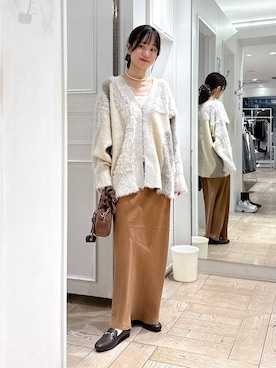 「アイテム（シュシュ、ブラウン系）」を使った、riidayooさん（レディース・160cm）の秋コーディネート